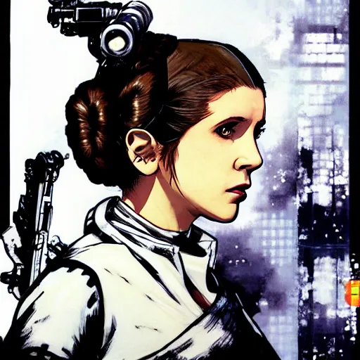 Prompt: Princess Leia by Yoji Shinkawa