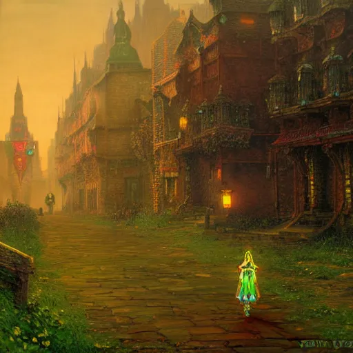 Image similar to Legend of Zelda, 4k, art style of John Atkinson Grimshaw