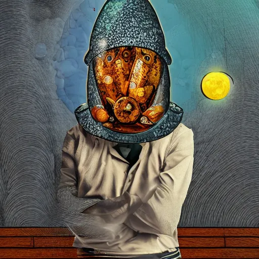 Lunatic Person Wearing A Fish Tank On The Head Trying Stable lunatic-person-wearing-a-fish-tank-on-the-head-trying-stable