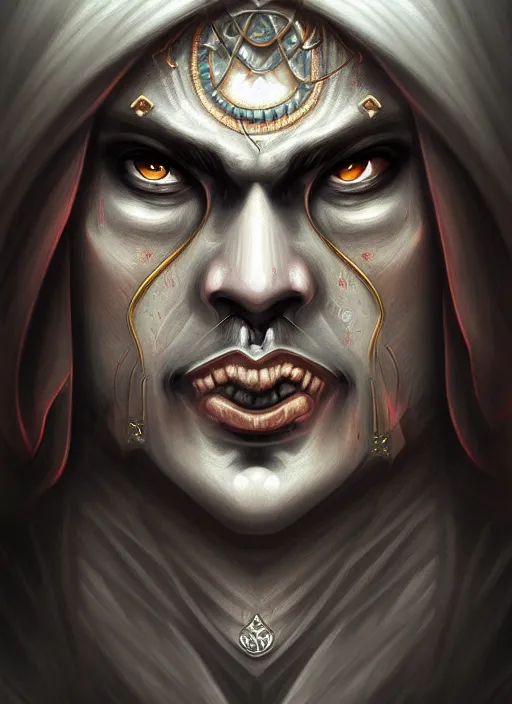 Image similar to portrait epic of dajjal. highly detailed, digital painting, concept art, smooth, sharp focus, illustration, art by creaturecollege