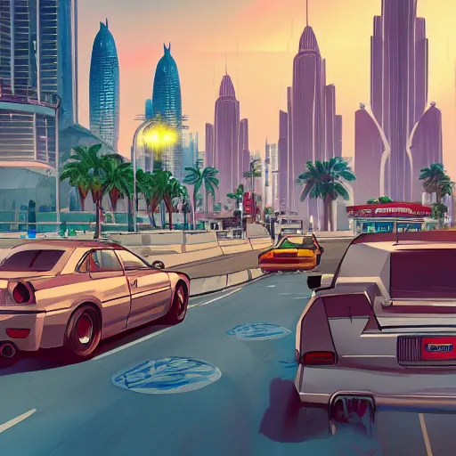 Image similar to gta : dubai, by hidari