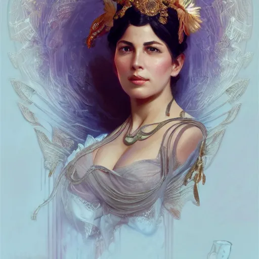 Image similar to character portrait of Mata Hari, relaxing mood, intricate, wild, highly detailed, digital painting, artstation, upper body, concept art, smooth, sharp focus, illustration, art by artgerm and greg rutkowski and alphonse mucha