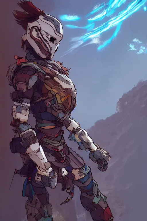 Image similar to combination suit armor aloy horizon forbidden west horizon zero dawn robot ninja mask helmet backpack tribal, art gta 5 comics, official fanart behance hd artstation by jesper ejsing, by rhads, makoto shinkai and lois van baarle, ilya kuvshinov, ossdraws radiating a glowing aura cgi rtx 2 0 2 2