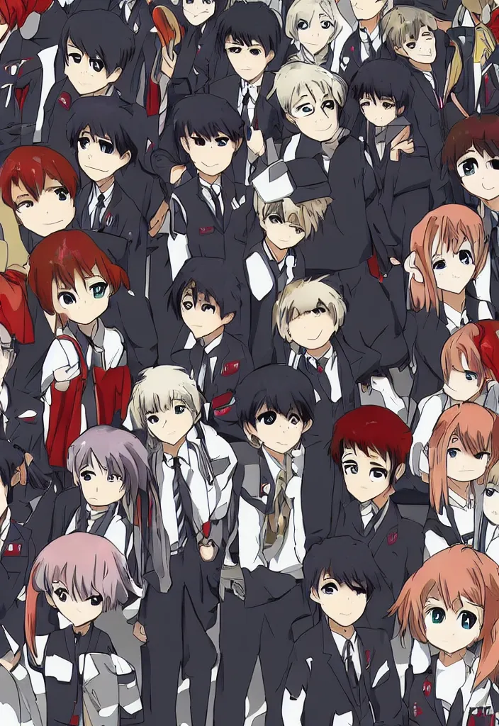 Premium Photo | Group of young people in anime style manga girls and boys  generative ai