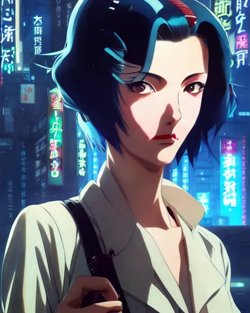 Prompt: portrait anime 1 9 4 0 s detective smoking sharp fine face, pretty face, realistic shaded perfect face, fine details. anime. cyberpunk realistic shaded lighting by katsuhiro otomo ghost - in - the - shell, magali villeneuve, artgerm, rutkowski jeremy lipkin and giuseppe dangelico pino and michael garmash and rob rey