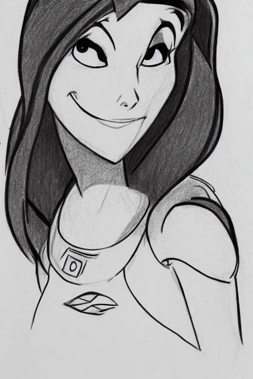 Image similar to milt kahl intricate symmetrical pencil sketch portrait of kim possible