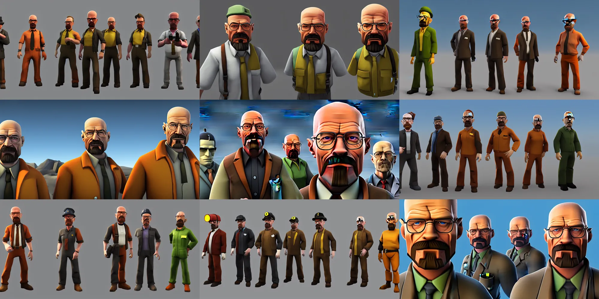 Prompt: team fortress 2 walter white model, rendered in sfm