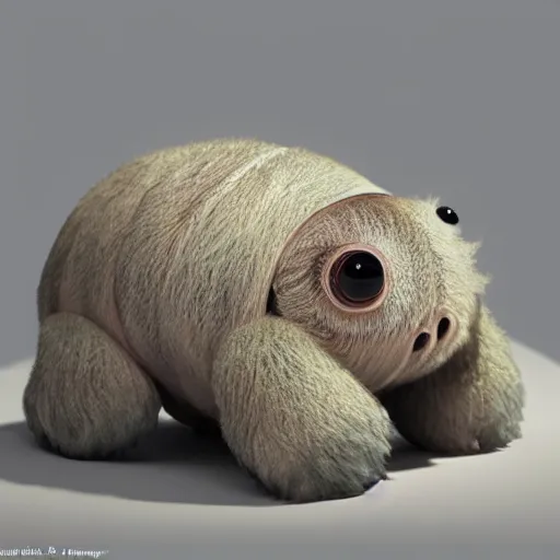 Image similar to tardigrade big eyes a lot of fur cute highly detailed high - quality photo realistic 8 k octane render blender