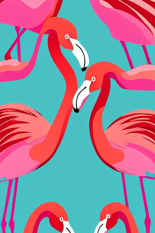 Image similar to minimalist boho style art of a colorful flamingo, illustration, vector art