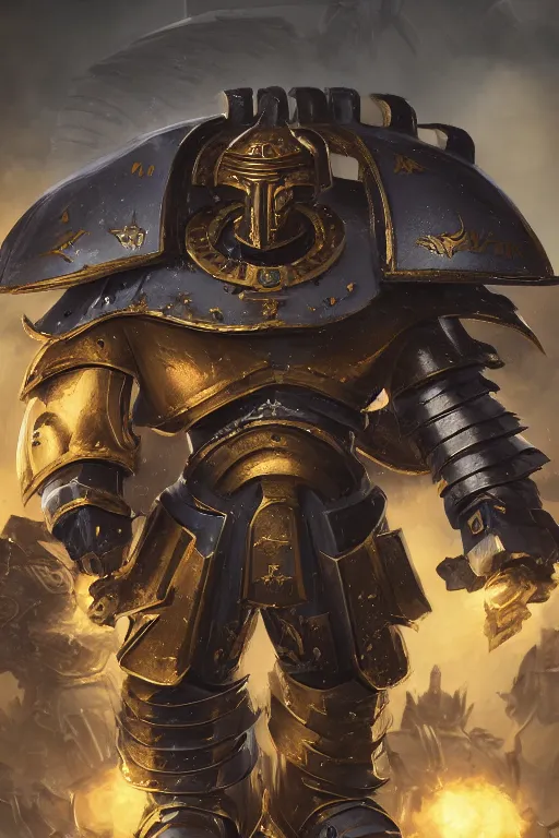 Image similar to armor portrait heros warhammer 4 0 k horus heresy fanart - the primarchs emperor by johannes helgeson animated with vfx concept artist & illustrator global illumination ray tracing hdr fanart arstation zbrush central hardmesh 8 k octane renderer