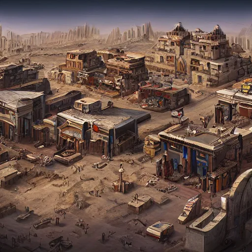 Prompt: cluttered ancient egyptian city center, digital art, scifi, trending on artstation