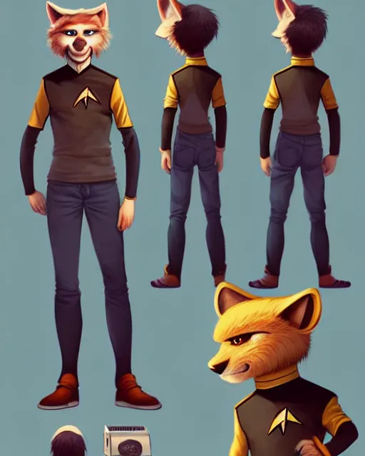 Image similar to character concept art of a cute young male anthropomorphic startrek furry | | cute - fine - face, pretty face, key visual, realistic shaded perfect face, fine details by stanley artgerm lau, wlop, rossdraws, james jean, andrei riabovitchev, marc simonetti, and sakimichan, trending on artstation