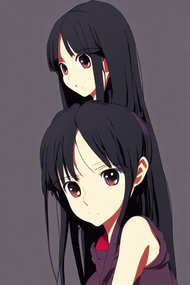 Image similar to anime visual, portrait of a young black haired girl wearing hoodie in a school, cute face by yoh yoshinari, katsura masakazu, studio lighting, dynamic pose, dynamic perspective, strong silhouette, anime cels, ilya kuvshinov, cel shaded, crisp and sharp, rounded eyes, moody