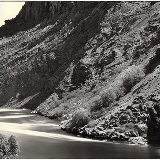 Prompt: Three Gorge by ansel adams