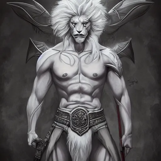 Image similar to anthropomorphic male muscular albino white lion, wearing beautiful vikings armor, darkness aura red light, fantasy, dark, black and white high contrast portrait, character design by charlie bowater, ross tran, artgerm, and makoto shinkai, detailed, inked, western comic book art, 2 0 2 1 award winning film poster paintingy