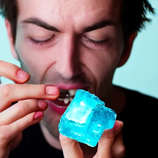 Image similar to man eating ice cubes