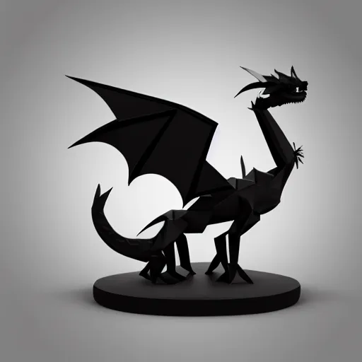 Image similar to dragon figurine logo vector art, origami, low poly, 3d render, up close, intricate details, folds, 8k