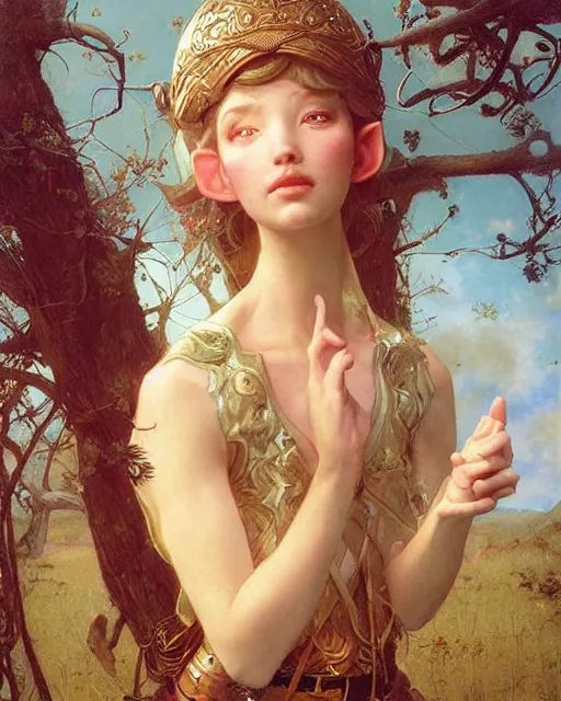 Image similar to a beautiful elf princess by BROM, Edgar Maxence and Ross Tran and Michael Whelan and Jules Bastien-Lepage