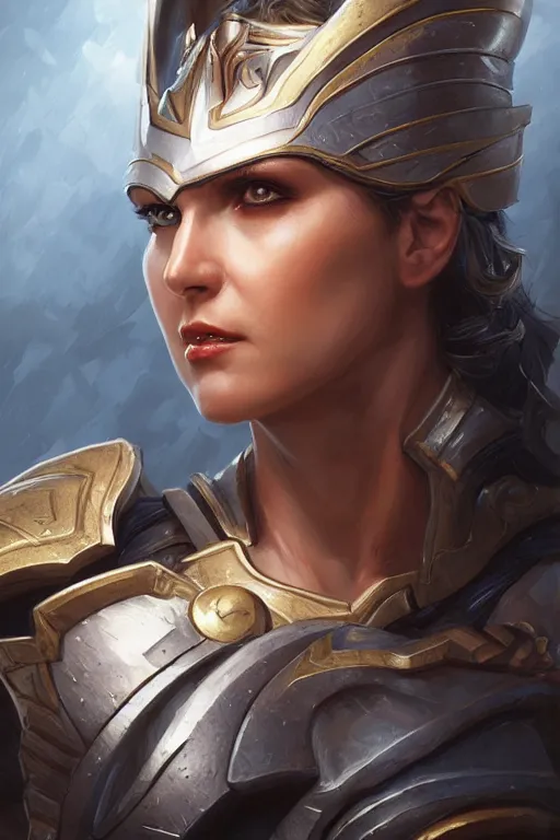 Image similar to amazon valkyrie athena, d & d, fantasy, portrait, highly detailed, headshot, digital painting, trending on artstation, concept art, sharp focus, illustration, art by artgerm and greg rutkowski and magali villeneuve