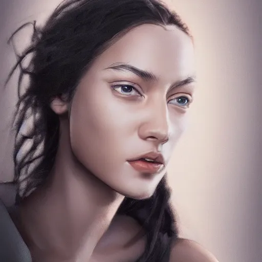 Image similar to hyperrealistic portrait of beautiful mixed race woman, photo realistic, symmetrical, dynamic lighting, artstation, poster, volumetric lighting, very detailed face, 4 k, award winning