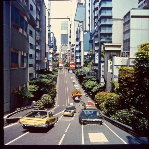 Prompt: Tokyo's Lombard Street In 1975, Kodachrome photo