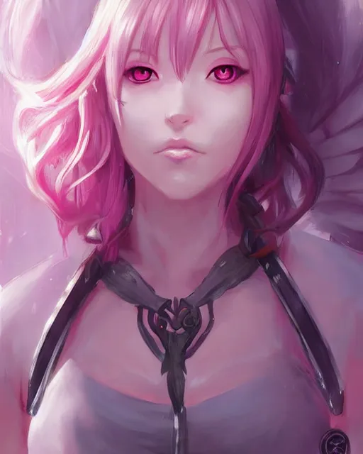 Image similar to an anime portrait of the pink sorceress of hearts from skyrim, by stanley artgerm lau, wlop, rossdraws, james jean, andrei riabovitchev, marc simonetti, and sakimichan, trending on artstation