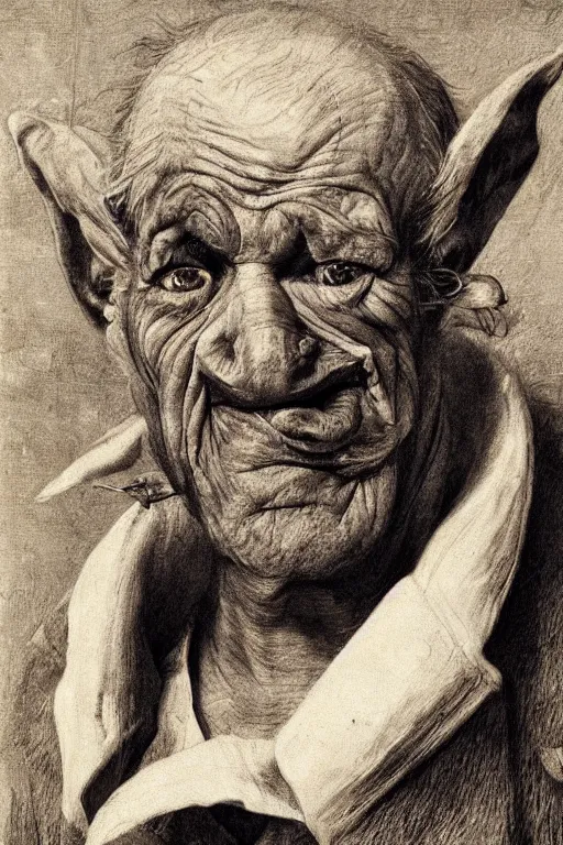 Prompt: hyperrealism close-up portrait of an ugly old man with cockroaches coming out of his nose and ears and eyes in style of Francisco Goya