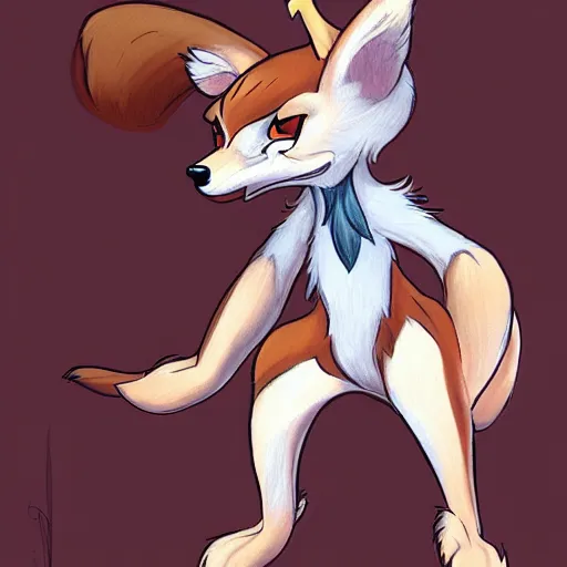 Image similar to an anthropomorphic fox deer hybrid, fursona!!!!! by don bluth, by kawacy, trending on artstation, full body