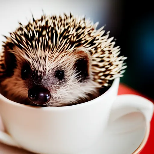 Image similar to baby hedgehog in a teacup, photography, bokeh, sigma 5 0 mm f / 1. 4, minimalistic, 8 k