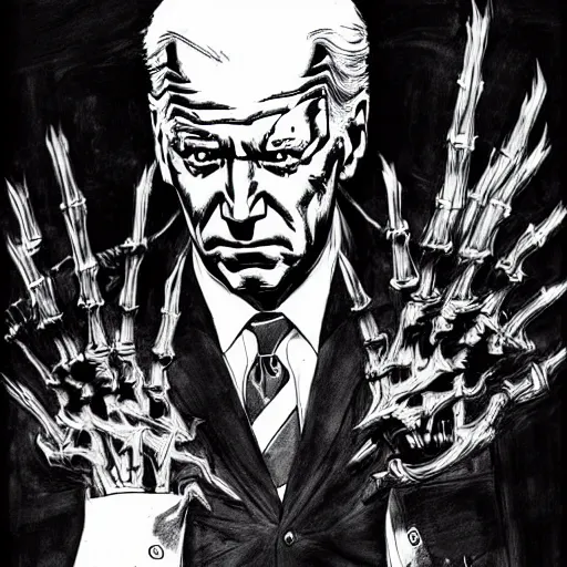 Image similar to Joe Biden looking sinister, by Tsutomu Nihei, highly detailed