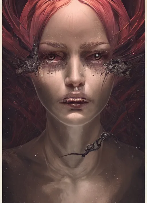 Image similar to dream portrait of a succubus in a dark ancient attic room,full character, melting ,8k,by tristan eaton,Stanley Artgermm,Tom Bagshaw,Greg Rutkowski,Carne Griffiths, Ayami Kojima, Beksinski, Giger,trending on DeviantArt,face enhance,hyper detailed,minimalist,cybernetic, android, blade runner,full of colour