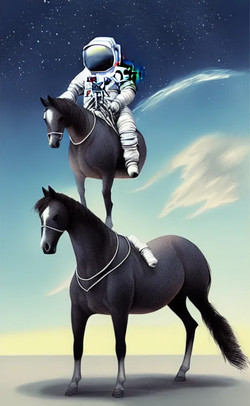 Image similar to a horse is standing on astronaut, concept art, rutkowski