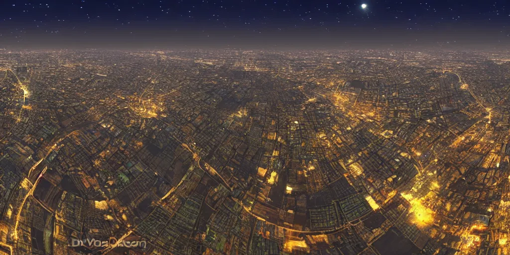 Image similar to Night view of mumbai suburb. 3d spherical panorama with 360 viewing angle ready for virtual reality or vr. full equirectangular projection. sightseeing. full moonlit sky