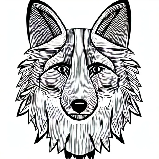 Prompt: one line drawing of a fox head on white background that could be used as a logo