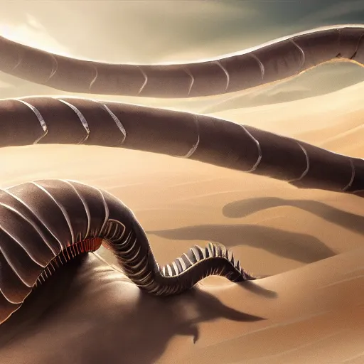 Prompt: giant sandworm monster, made by Stanley Artgerm Lau, WLOP, Rossdraws, ArtStation, CGSociety, concept art, cgsociety, octane render, trending on artstation, artstationHD, artstationHQ, unreal engine, 4k, 8k,