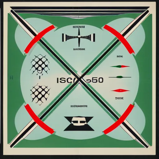 Prompt: isotype chart showing icons representing aerospace and profits over the past 50 years, mostly black and white with elements of kelly green, red, in the style of Otto Neurath