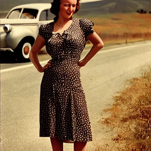 1950s candid of cute girl in dress Original 2 FILM NEGATIVE W7a7
