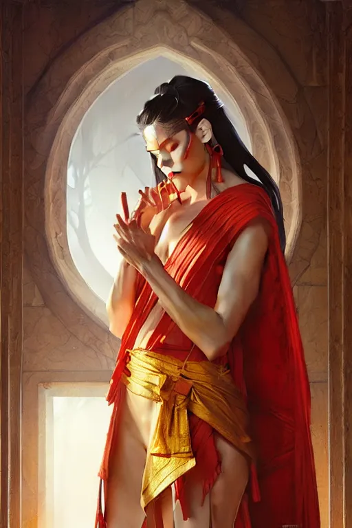 Prompt: temple, taosim, painting by greg rutkowski, j. c. leyendecker, artgerm