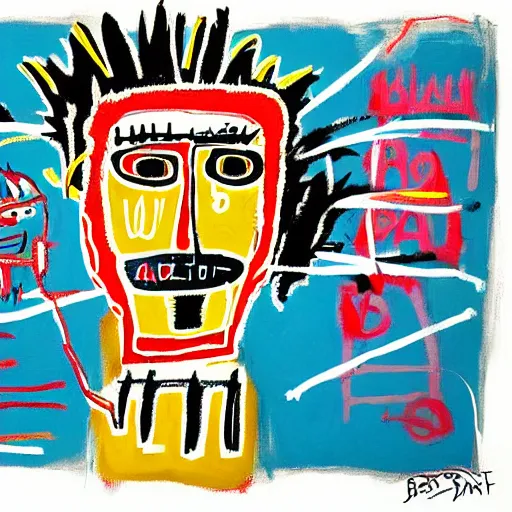 Image similar to a Painting by Jean Michel Basquiat about facebook and social media, detailed