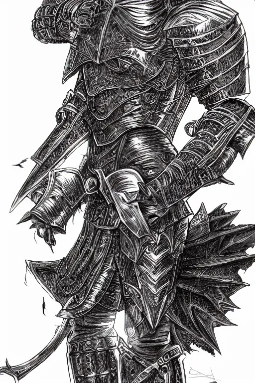 Image similar to armoured warrior, symmetrical, highly detailed, digital art, rose thorn themed armour, sharp focus, trending on art station, kentaro miura manga art style