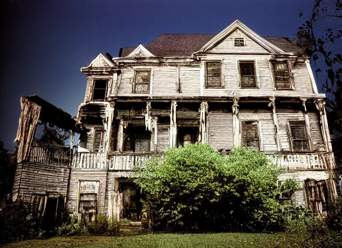 Image similar to photo of the most haunted house in the usa, fujifilm velvia 5 0, color photography, sigma 2 8 mm