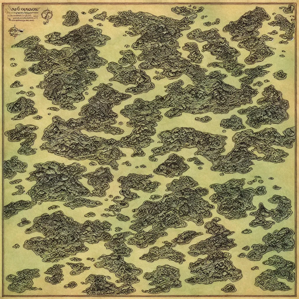 Prompt: an isometric fantasy map, the land of Odrua, uncluttered, bordered by ocean, continent with mountains lakes hills and cities, by brian froud by jrr tolkien, dungeons and dragons, Oerth greyhawk