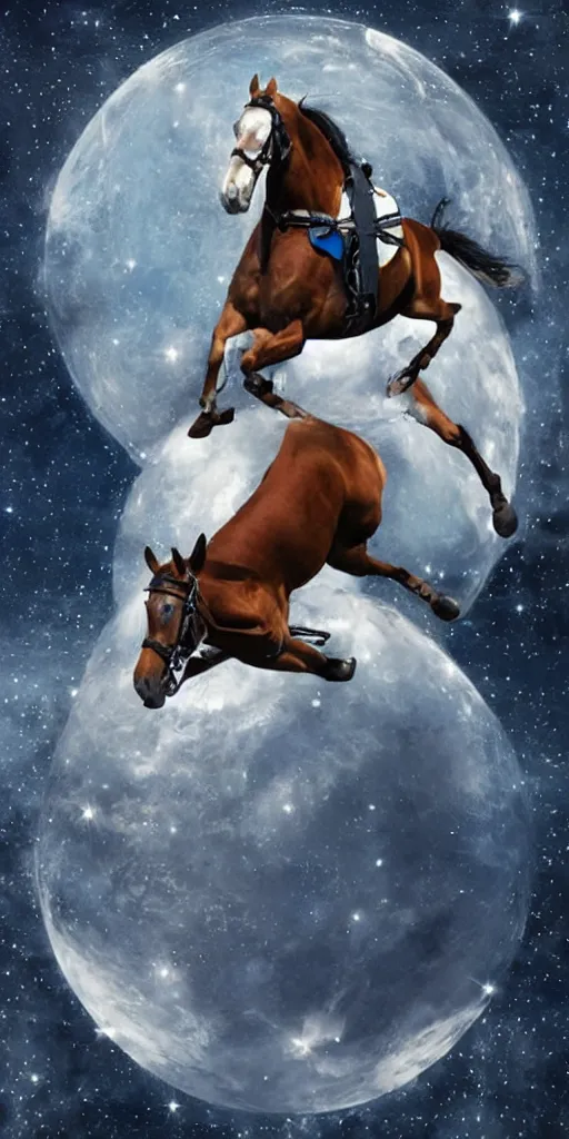 Prompt: astronaut riding horse, upside down reflection