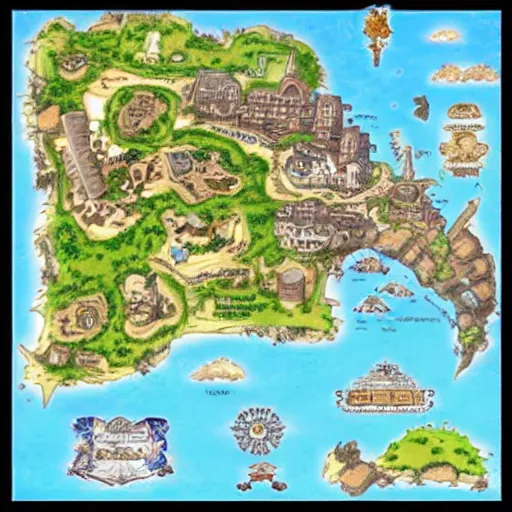 highly detailed skypiea map form one piece anime