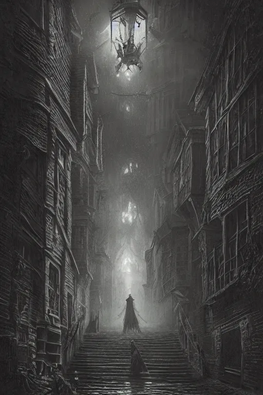 Prompt: haunted gothic old london 1 9 0 0, lovecraft, photorealistic, dark, atmospheric lighting, painted, intricate, ultra detailed by leesha hannigan, thierry doizon, kai carpenter, well composed, best on artstation, cgsociety, epic, stunning, gorgeous, intricate detail