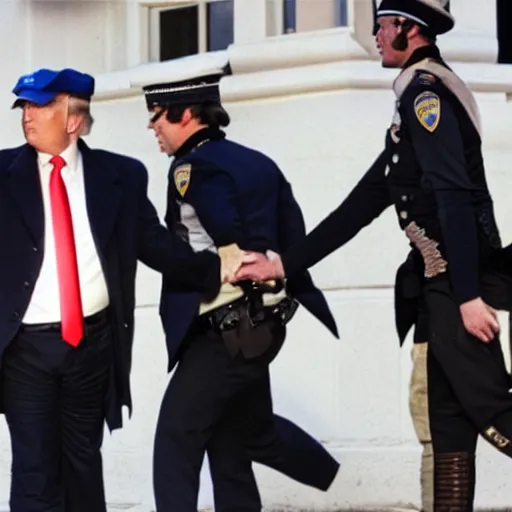 Prompt: The founding fathers of America arresting Donald Trump for treason
