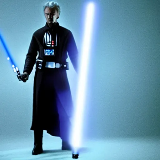 Prompt: clint eastwood holding blue lightsaber in star wars episode 3, 8k resolution, full HD, cinematic lighting, award winning, anatomically correct