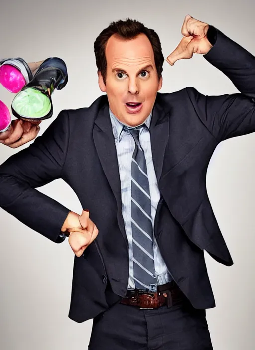 Image similar to a professional portrait of gob bluth played by will arnett, magician props, studio lighting, douchy expression