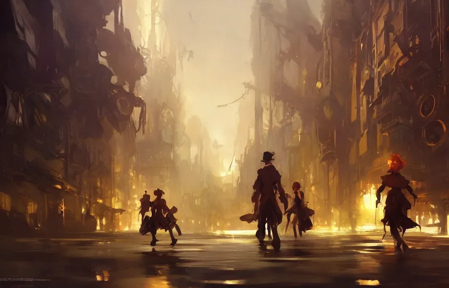 Image similar to greg manchess concept art of a the clockwork dimension, key visual, ambient lighting, highly detailed, digital painting, artstation, concept art, sharp focus, by makoto shinkai and akihiko yoshida and hidari and wlop and greg rutkowski