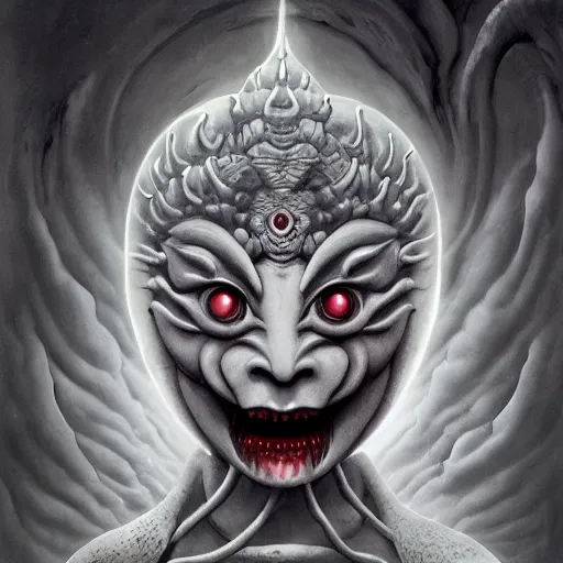 Image similar to naraka buddhist demon korean female, appy female alien, tubular creature, blood vesels, no face, dystopian surrealism, alex ries zdzisław beksinski, symmetrical long head, smooth marble surfaces, smooth marble surfaces, detailed ink illustration, detailed ink illustration, raiden metal gear, cinematic smooth stone, deep aesthetic, concept art, intricate